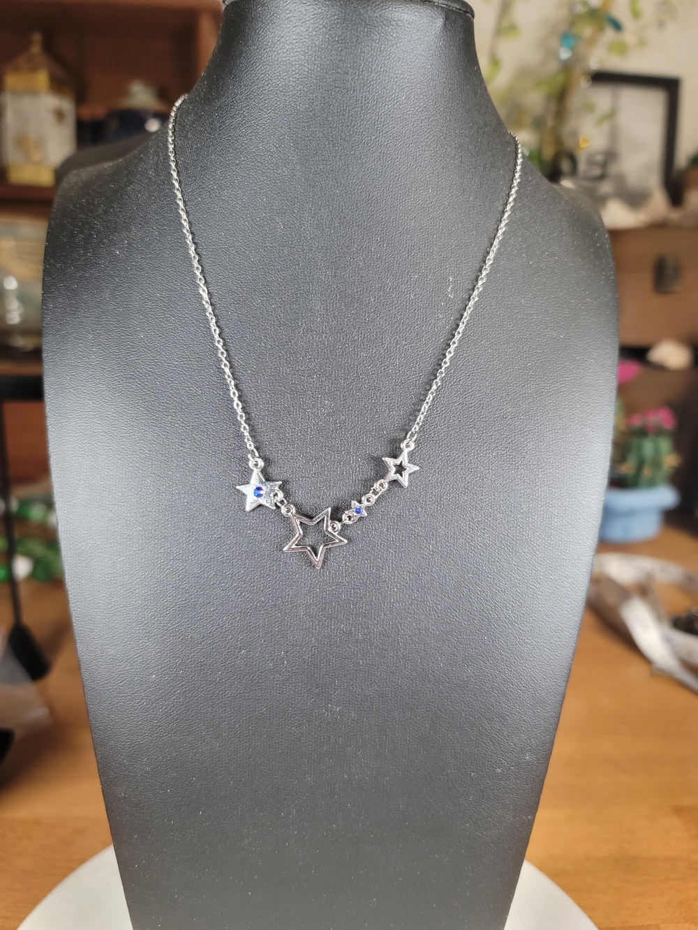 paparazzi Silver Star Necklace with Blue Accents